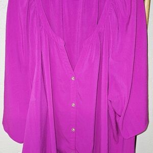 Catherines Pink Floral Embossed Blouse